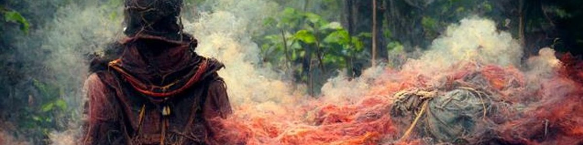 AI image of Brazilian indigenous man and smoke