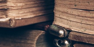 side of old book