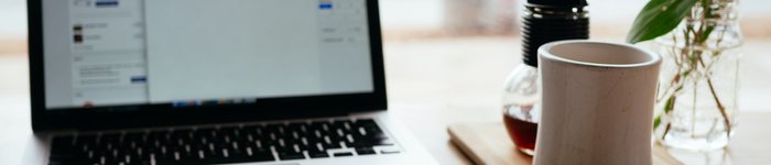laptop, notebook and coffee cup