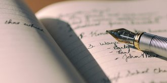notebook and fountain pen