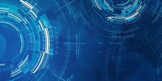 digital spheres in blue